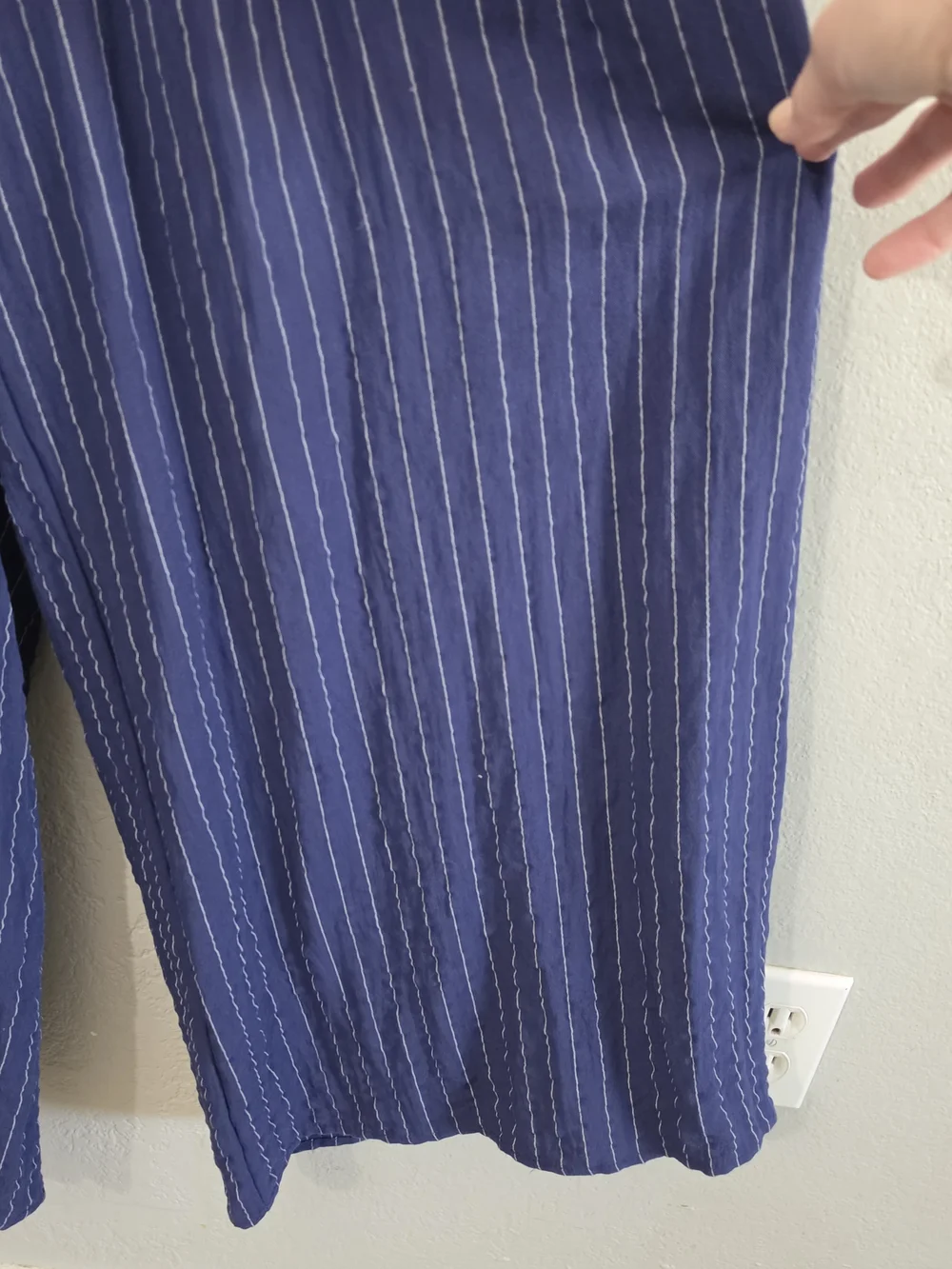 Flying Tomato Navy Pinstripe Tie Front Wide Leg Jumpsuit Adjustable Women Medium - Picture 6 of 10